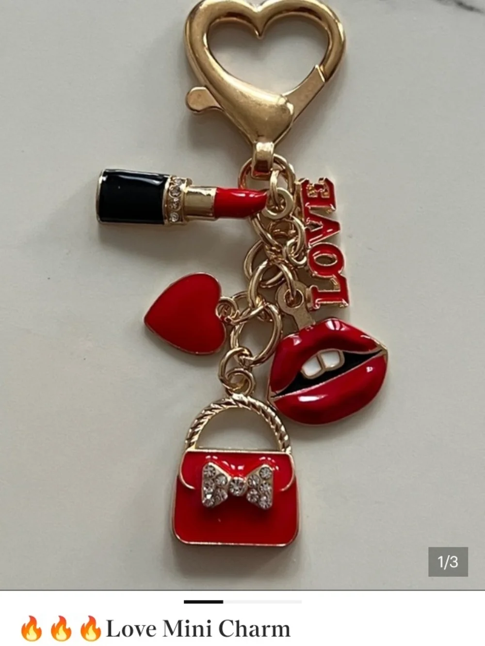 Red Lipstick & Purse Love Charm Keychain